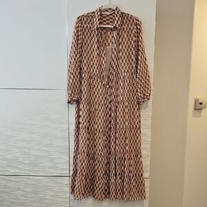 Geometric Patterned Brown Dress